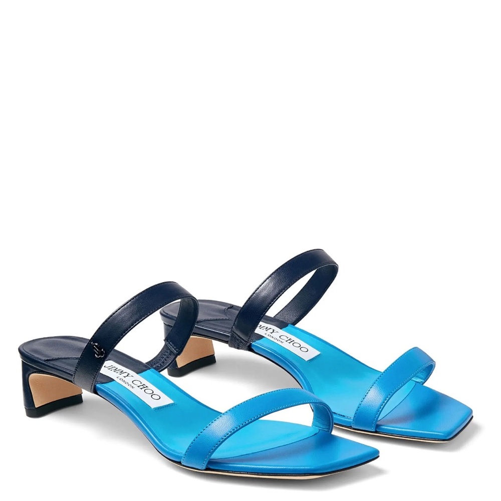Jimmy Choo Kyda leather mules 35 mm blue and navy